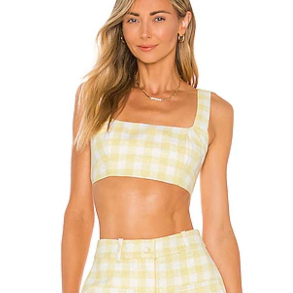 ✨NWT 💛Camila Coelho Clarisse Top in Yellow & White Size Small